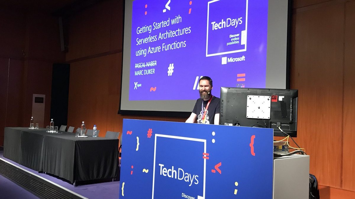 Marc Duiker on stage at TechDays