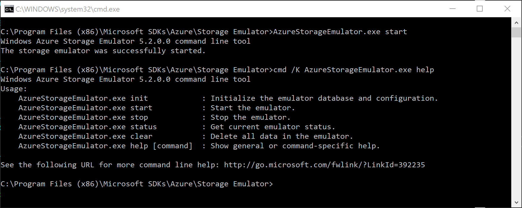 Azure Storage Emulator is started