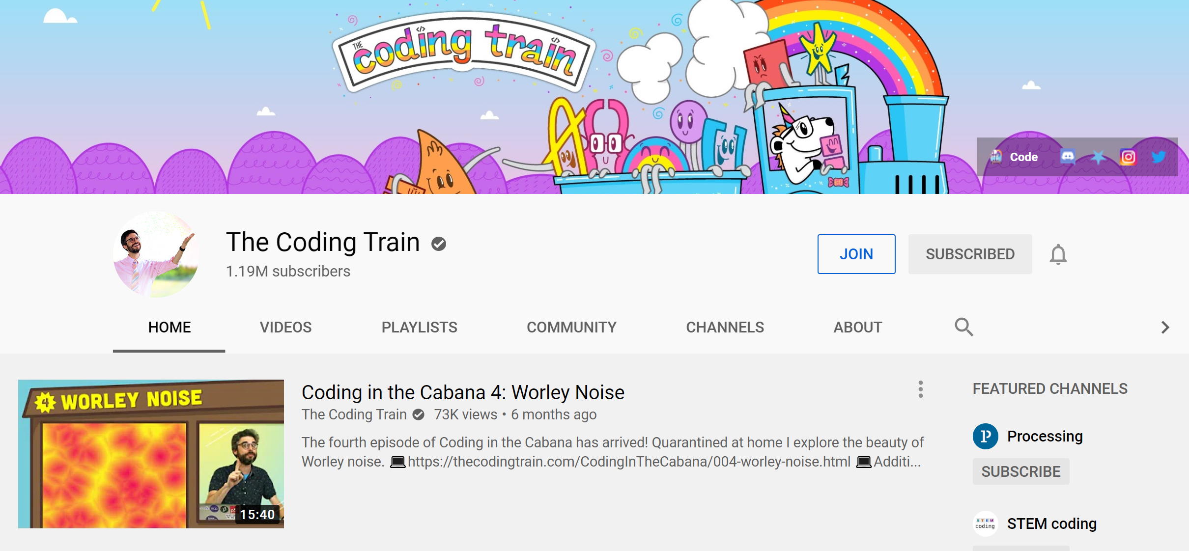 The Coding Train on YouTube