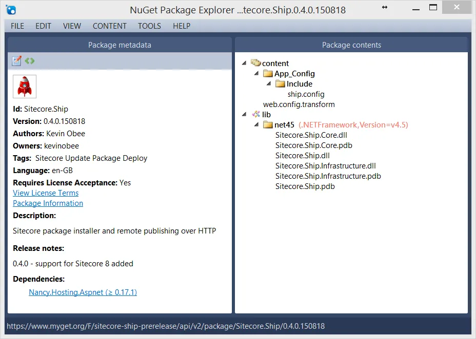 Sitecore.Ship NuGet package