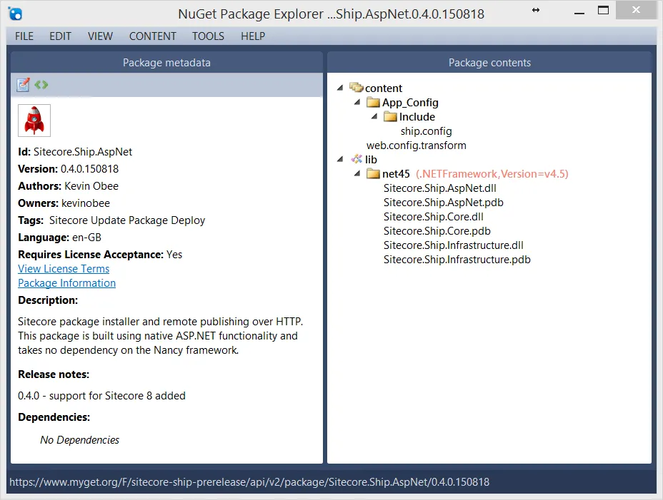 Sitecore.Ship.AspNet NuGet package