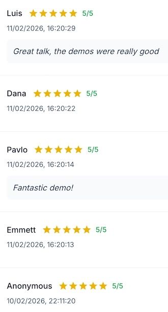 Session Feedback captured by EngageTime