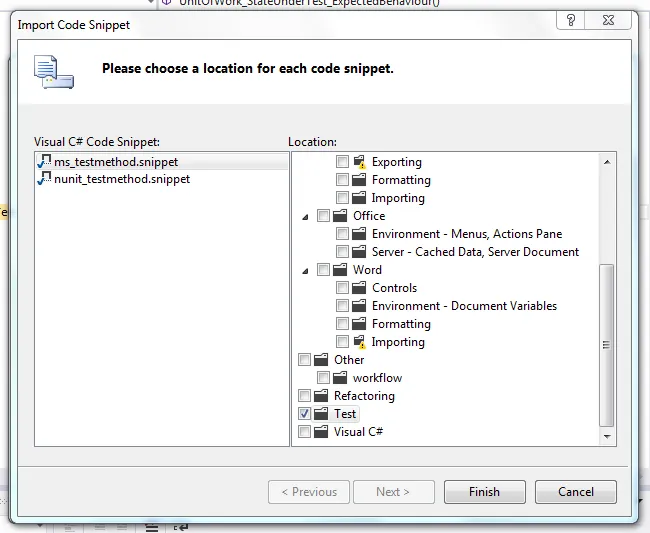 Import code snippets