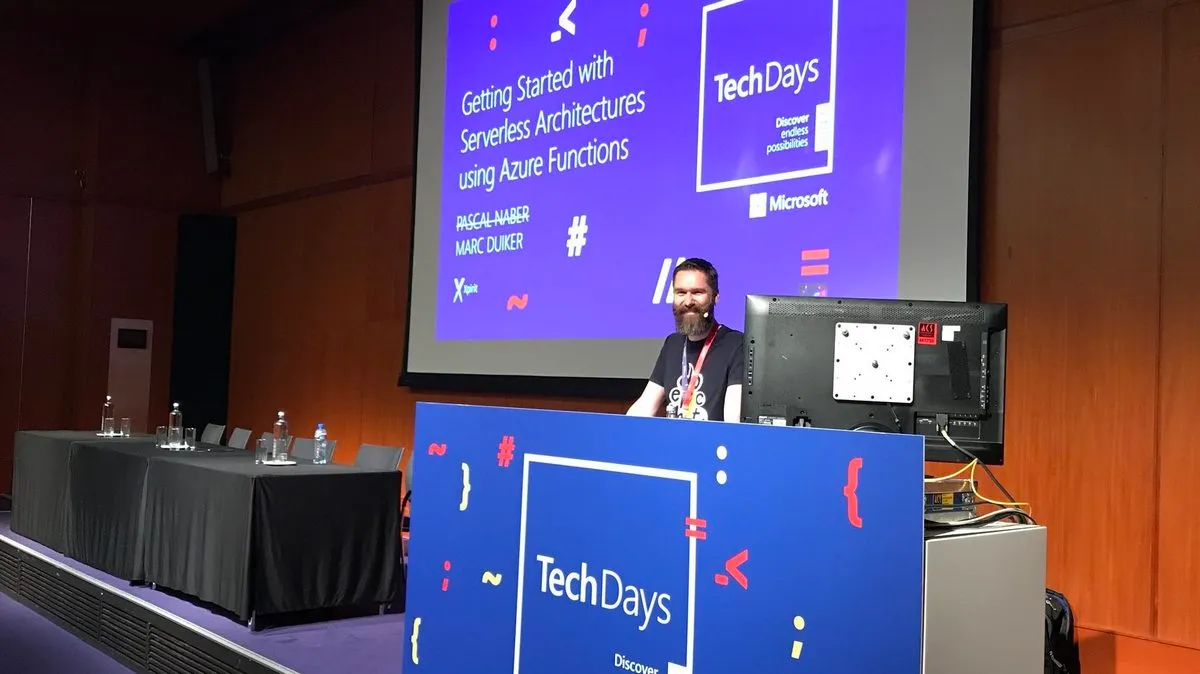 Marc Duiker on stage at TechDays