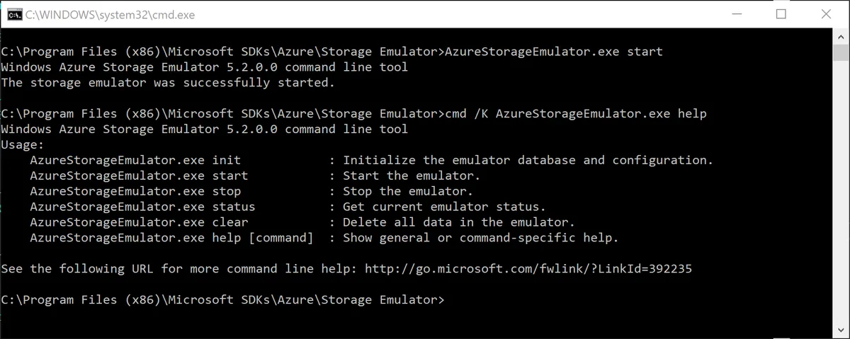 Azure Storage Emulator is started