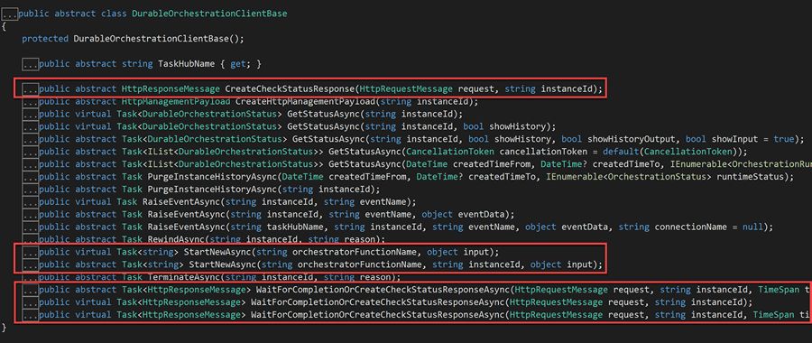 Durable Orchestration ClientBase