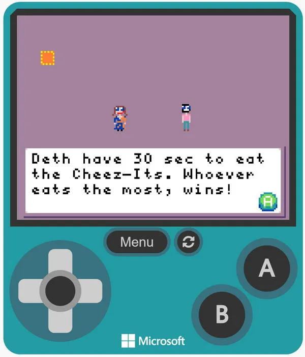 Screenshot of Cheeze-It Deth Match, a minigame made with MakeCode